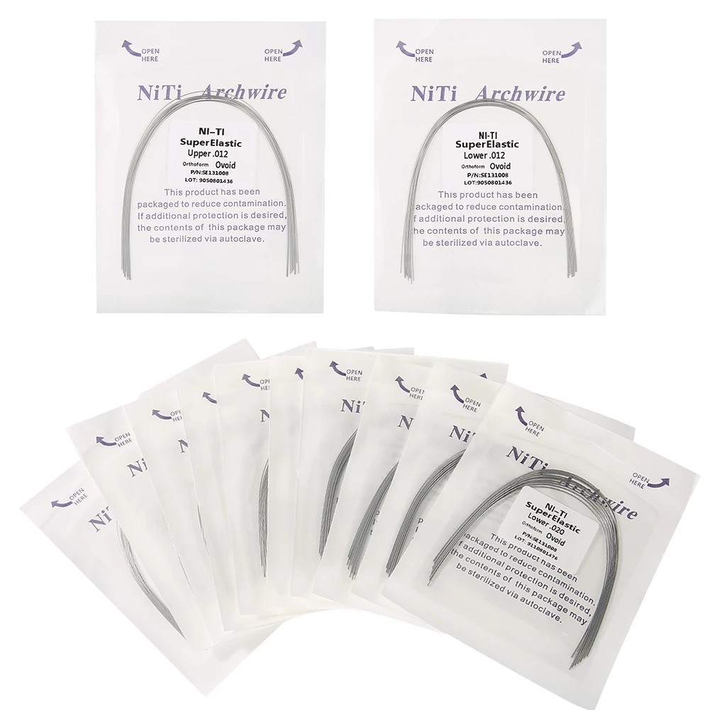 Dây Cung NiTi Đàn Hồi Trung Quốc – Gói 10 Sợi, Dùng cho Chỉnh Nha - Túi